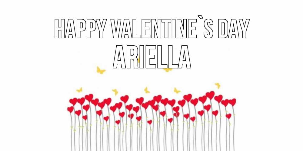 Greetings card с именем, Ariella Happy Valentine`s Day шары много на палочках Greetings with text for free download 